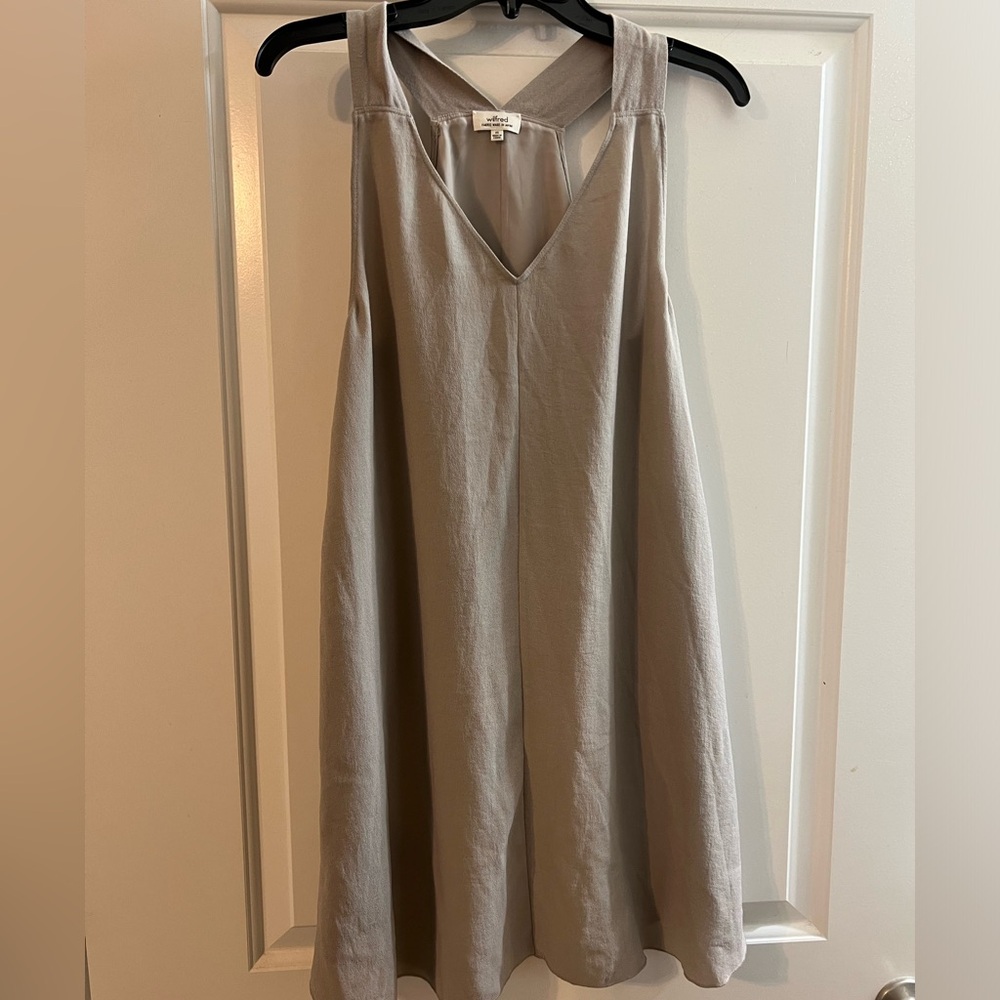 Aritzia (Wilfred) dove gray mini jumper dress